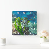 Whimsical Seahorse Vierkante Klok (Huis)
