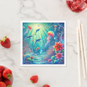 Whimsical Sealife & Poinsettia Decoupage servetten (Insitu)