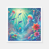 Whimsical Sealife & Poinsettia Decoupage servetten (Voorkant)