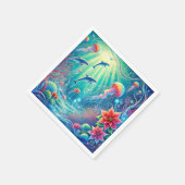 Whimsical Sealife & Poinsettia Decoupage servetten (Hoek)