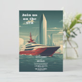 Whimsical Seascape Cruise Palm Bruiloft Kaart (Staand voorkant)