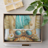 Whimsical Seaside Steampunk Cat FE8 Decoupage Tissuepapier (Geschenk)
