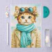 Whimsical Seaside Steampunk Cat FE8 Decoupage Tissuepapier (Craft)