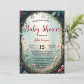 Whimsical Secret Garden Floral Baby shower Kaart (Staand voorkant)