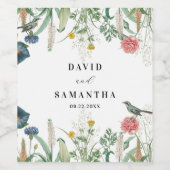 Whimsical Secret Garden Wildbloemen Wijn Etiket (Enkel label)