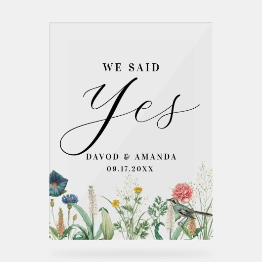 Whimsical Secret Garden Wildflower Lijst Acryl Bord (Voorkant)