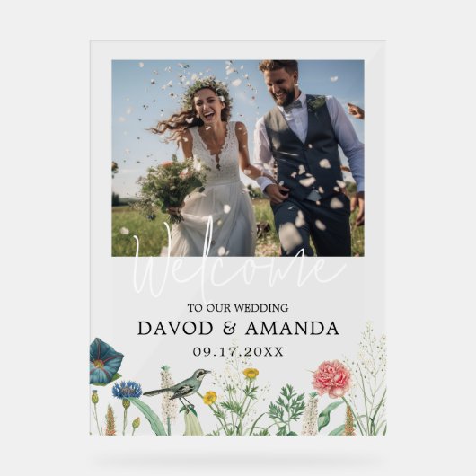 Whimsical Secret Garden Wildflower Lijst Foto Acryl Bord (Voorkant)