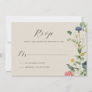 Whimsical Secret Garden Wildflower RSVP-kaart Kaart