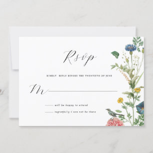 Whimsical Secret Garden Wildflower RSVP-kaart Kaart