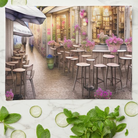 Whimsical Shabby Chic Cafe Keukenhanddoeken (Gevouwen)