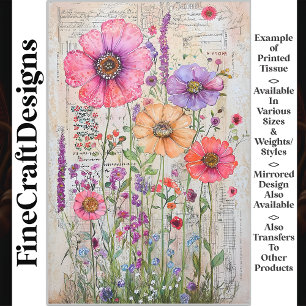 Whimsical Shabby Chic Wilde Bloemen S8R Decoupage Tissuepapier