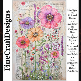 Whimsical Shabby Chic Wildflowers S8L Decoupage Tissuepapier