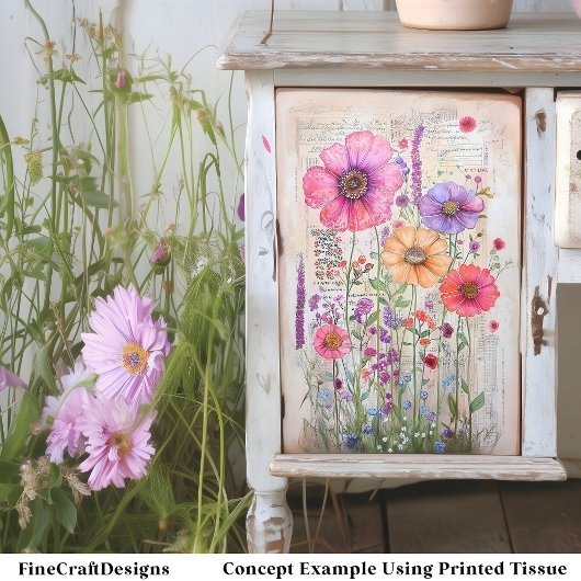 Whimsical Shabby Chic Wildflowers S8R Decoupage Tissuepapier