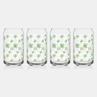 Whimsical Shamrock and Swirl Irish-Themed  Blikvorm Glas