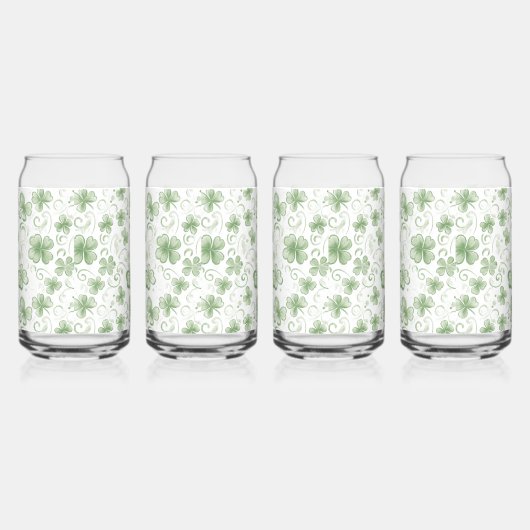 Whimsical Shamrock and Swirl Irish-Themed  Blikvorm Glas (Rechts)