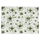 Whimsical Shamrock and Swirl Irish-Themed  Groot Cadeauzakje (Achterkant)