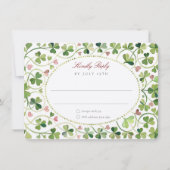 Whimsical Shamrock & Hearts Wedding RSVP Kaart (Voorkant)