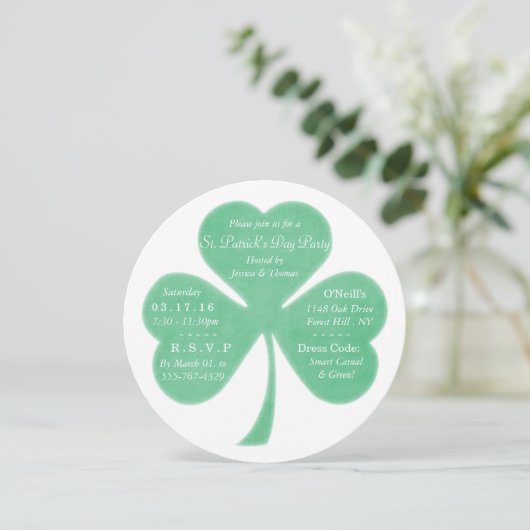 Whimsical Shamrock St. Patrick's Day Party Kaart (Staand voorkant)