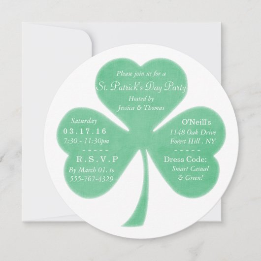 Whimsical Shamrock St. Patrick's Day Party Kaart (Voorkant)