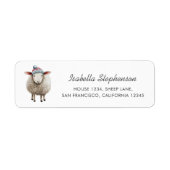 Whimsical Sheep Farm Animal Return Address Etiket (Voorkant)
