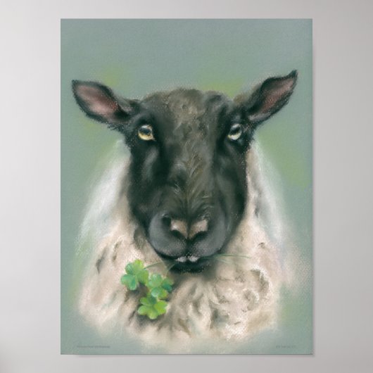 Whimsical Sheep met Shamrocks Poster (Voorkant)