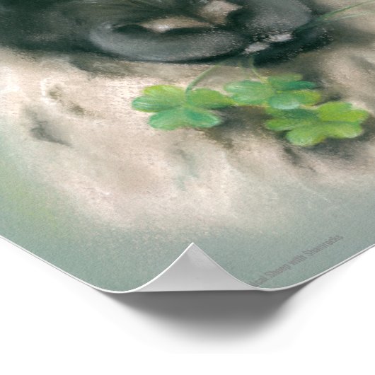 Whimsical Sheep met Shamrocks Poster (Hoek)