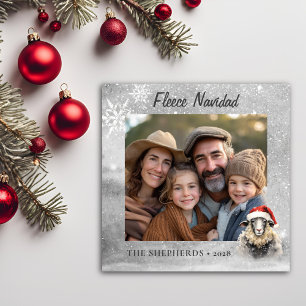 Whimsical Sheep Photo Flat Square Holiday Kaart
