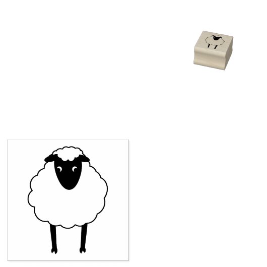 Whimsical Sheep Rubber Stamp Rubberstempel (Gestempeld)