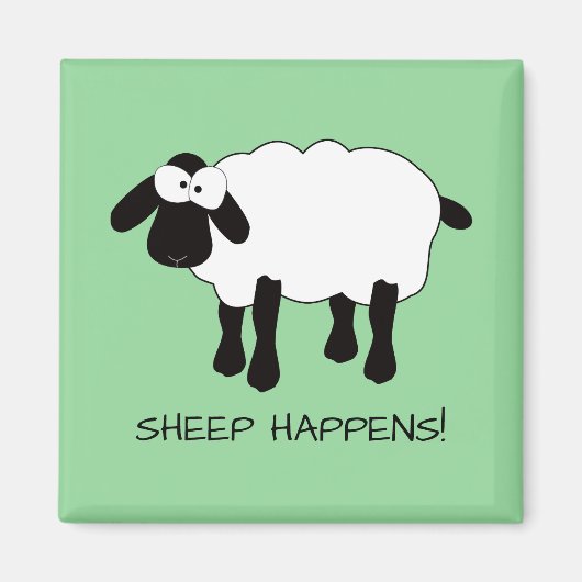 Whimsical Sheep "Sheep gebeurt!" Magneet (Voorkant)