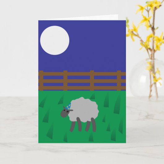 Whimsical Sheep Verjaardag, Gelukkige Verjaardag a Kaart (Gele Bloem)