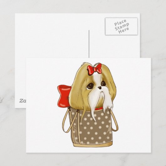 whimsical SHIH TZU DOG Briefkaart (Voorkant / Achterkant)