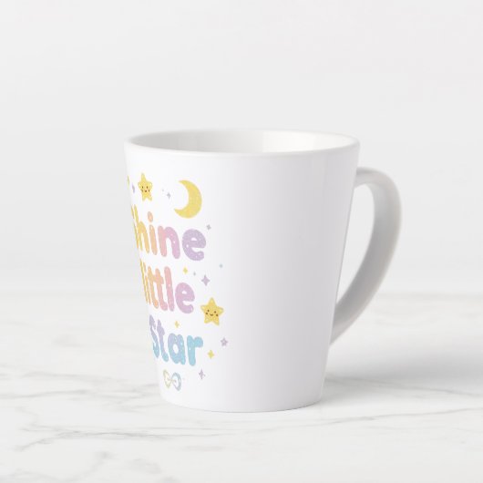 Whimsical "Shine Little Star" for Kids Room Latte Mok (Rechterhoek)