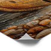 Whimsical Ship Folk Art olieverfschilderij Poster (Hoek)