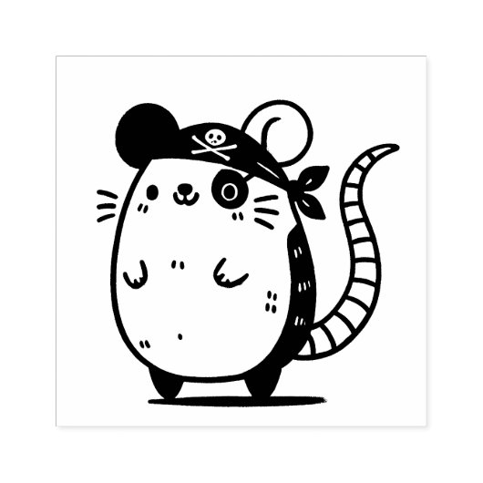 Whimsical Ship Rat illustratie Rubberstempel (Afrduk)