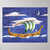 Whimsical Ship Sailing in Space poster (Voorkant)
