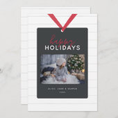 Whimsical Shiplap Custom Photo Ribbon Holiday Kaar Feestdagenkaart (Voorkant / Achterkant)