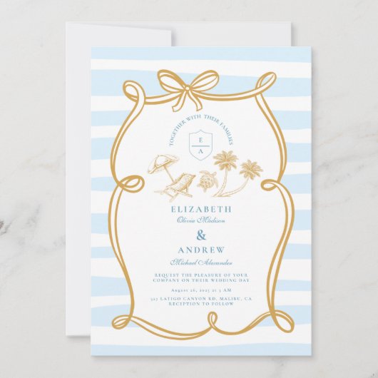 Whimsical Shoreline Wedding Kaart (Voorkant)