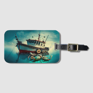 Whimsical Shrimp Boat and Shrimp License Plate Bagagelabel