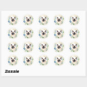 Whimsical Siamese Kat & Botanicals Ronde Sticker (Vel)