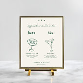 Whimsical Signature Drink cocktail bruiloft teken Poster