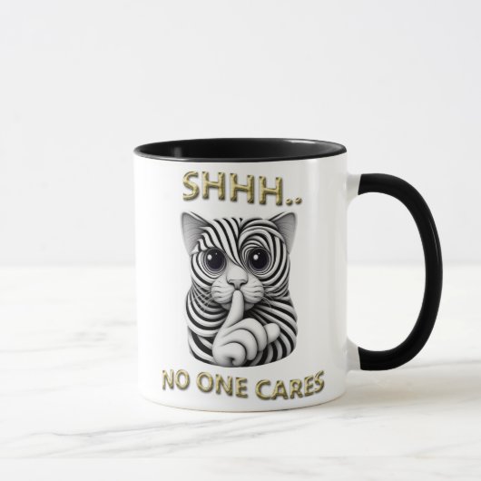 Whimsical Silence Zebra-Striped Cats Speelse Gag Mok (Rechts)