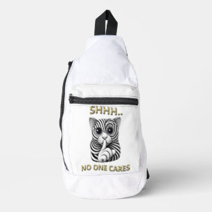 Whimsical Silence Zebra-Striped Cats Speelse Gag Sling Bag
