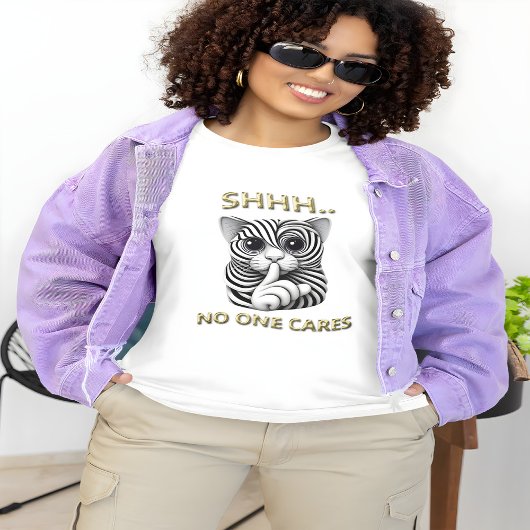 Whimsical Silence Zebra-Striped Cats Speelse Gag T-shirt