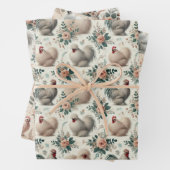 Whimsical Silkie Chicken Set van 3 Plat Inpakpapier Vel (In situ)