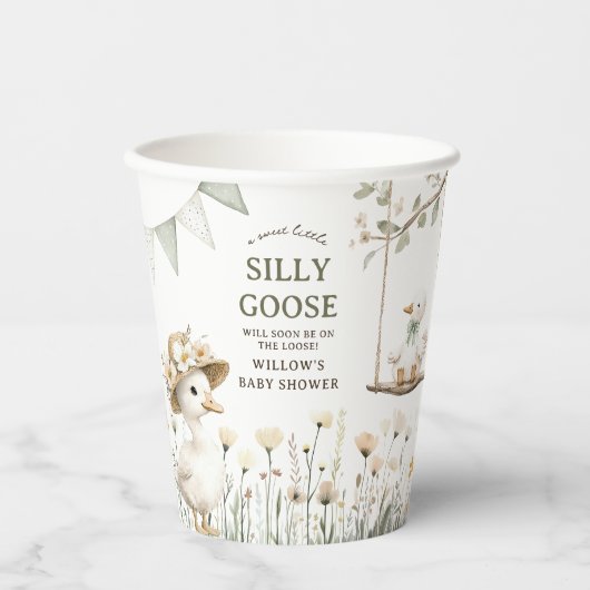 Whimsical Silly Goose Baby Shower Papieren Bekers (Voorkant)