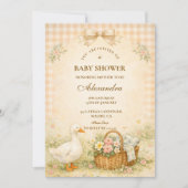 Whimsical Silly Goose Spring Baby Shower Kaart (Voorkant)