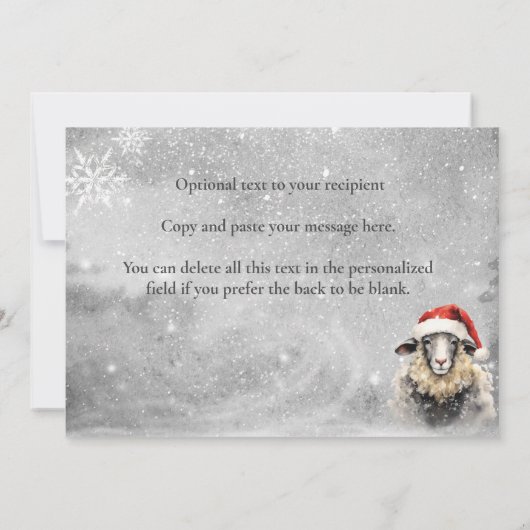 Whimsical Silver Sheep Photo Flat Holiday Kaart (Achterkant)