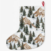 Whimsical Silver Snow Mountains Kerstbomen Grote Kerstsok (Achterkant)