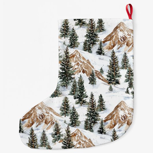 Whimsical Silver Snow Mountains Kerstbomen Grote Kerstsok (Achterkant)