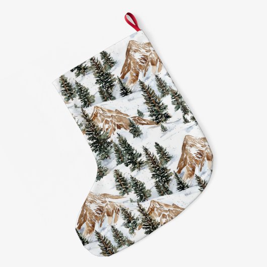 Whimsical Silver Snow Mountains Kerstbomen Grote Kerstsok (Achterkant (Hangend))